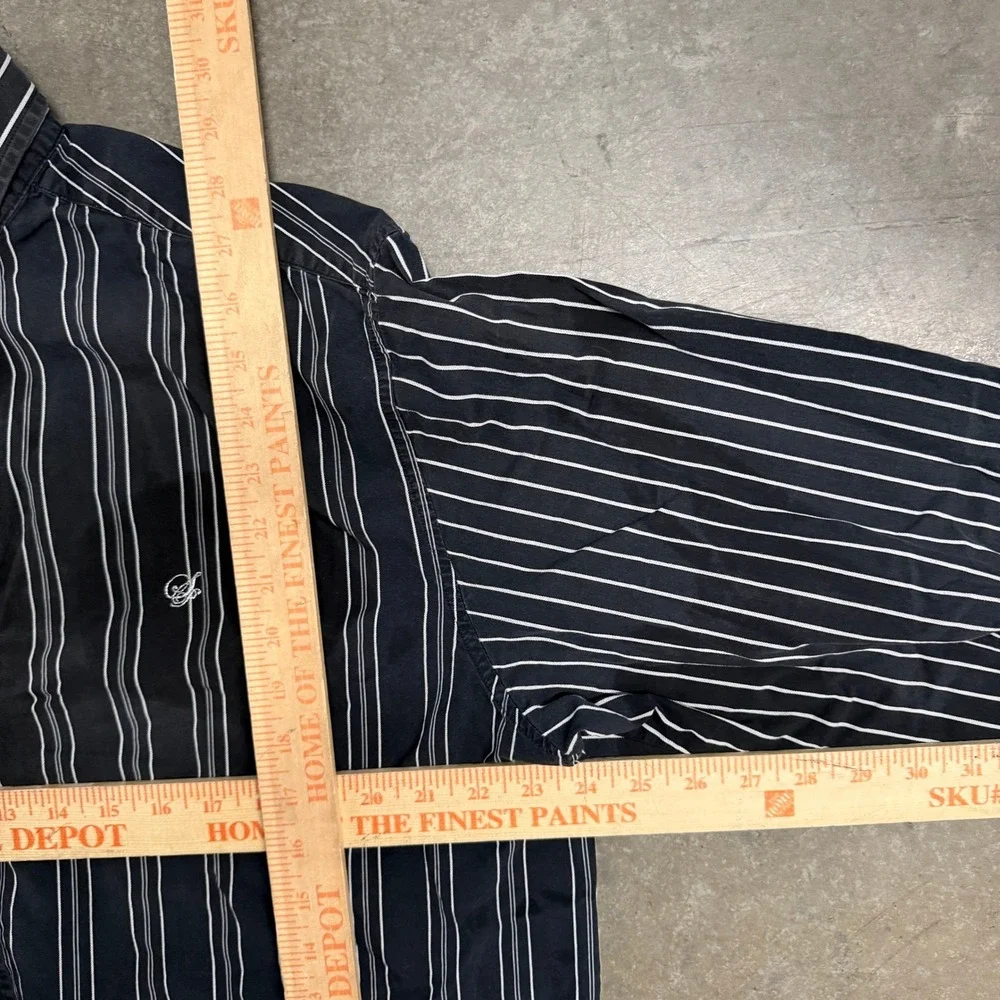 Southpole Mens Black White Pinstripe Long Sleeve Button Down Shirt XL Streetwear